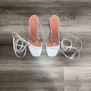 Amina Muaddi White Nappa Zula PVC Sandal
